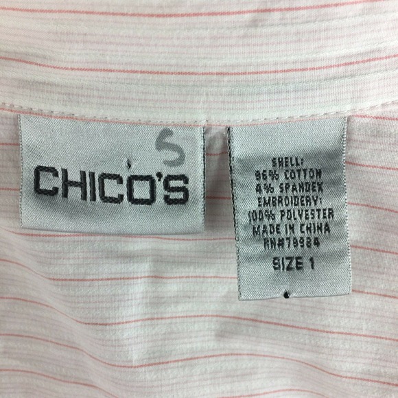 Chicos Women's Pink Embroidered Button Up Shirt Size Medium - Picture 7 of 8